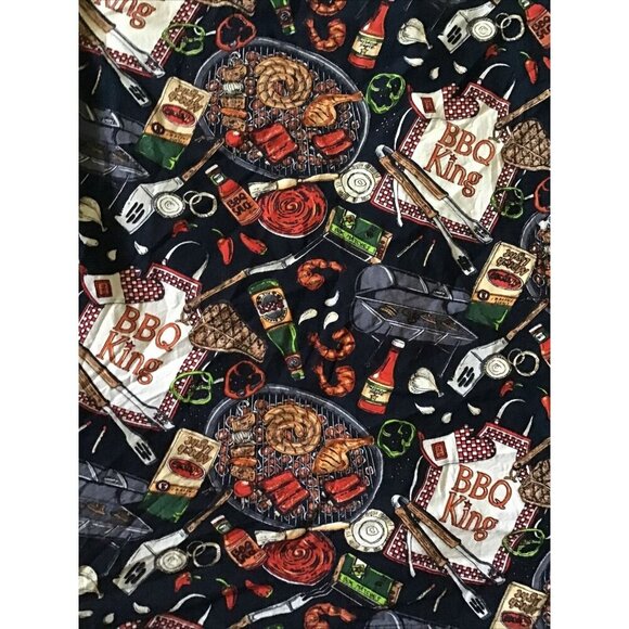 BBQ Kings Dreamwear Short-Sleeve Button-Up Shirt XXL By Dem Crazy 100% Cotton Gr - Picture 12 of 16